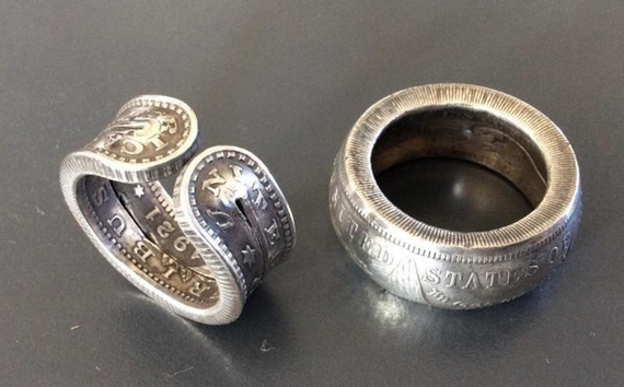 Необычные поделки из монет своими руками, кольцо, монета, браслет, серебро, серьги, гифка, длиннопост