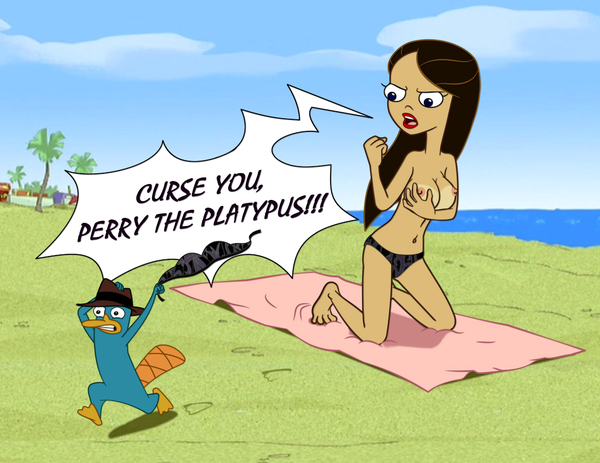 HE PERRY!!!!!!!!!! - NSFW, Phineas and Ferb, Images, Picture with text, Pictures and photos, Platypus, Hooliganism, Girls, Beach, Perry platypus