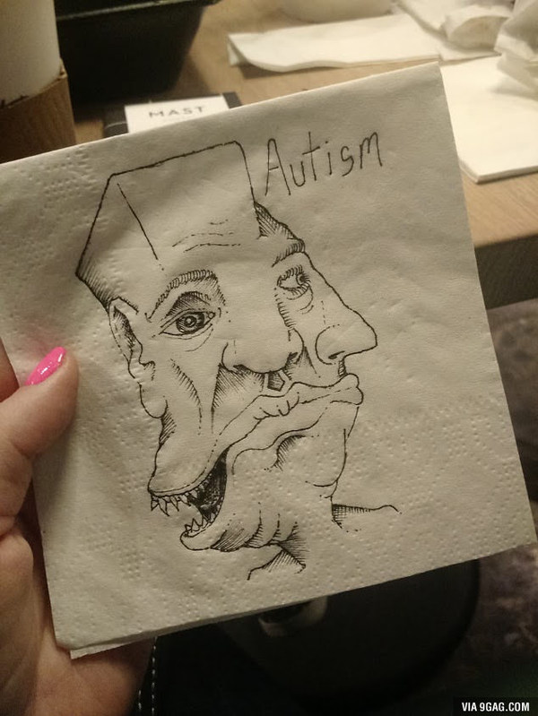 Парень пришел в кафе , выпил кофе , нарисовал это и ушел.