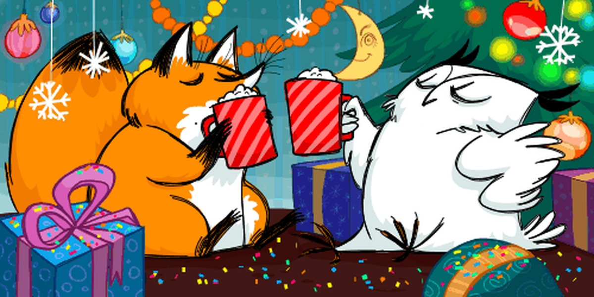 Pleasant company - Boggartowl, Owl, Fox, Friends, Atmosphere, GIF, Strong drinks