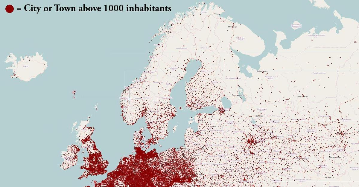 Карта плотности населения европы