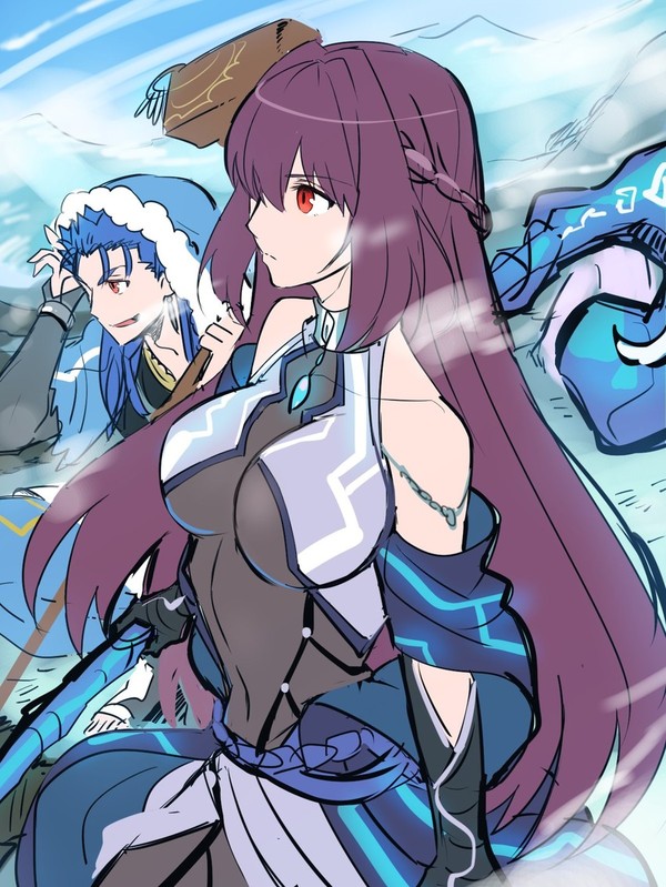    Anime Art, Fate, Fate Grand Order, Cu chulainn, Scathach, 