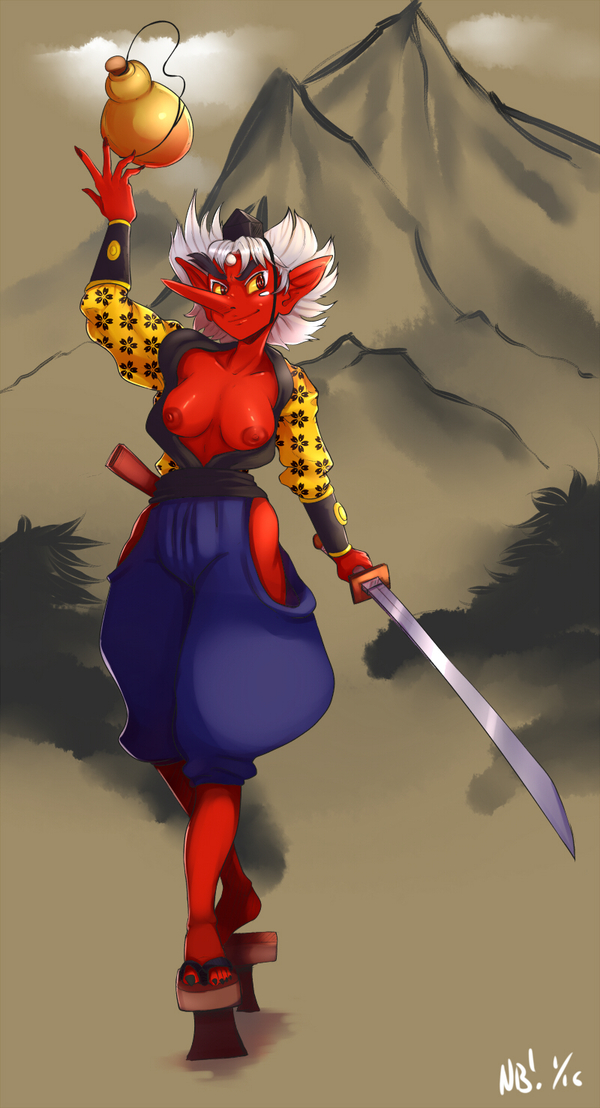 Tengu - NSFW, , Monster girl, Art, Anime, Anime art, Tengu