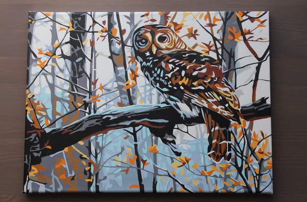Owl. - My, Friday, Painting, Owl, Acrylic, Friday, Longpost, My, Hobby