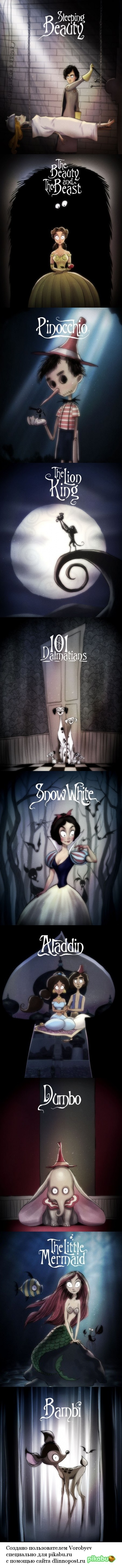 If the famous Disney cartoons were drawn by Tim Burton. - Walt disney company, Tim Burton, Atmospheric, Longpost