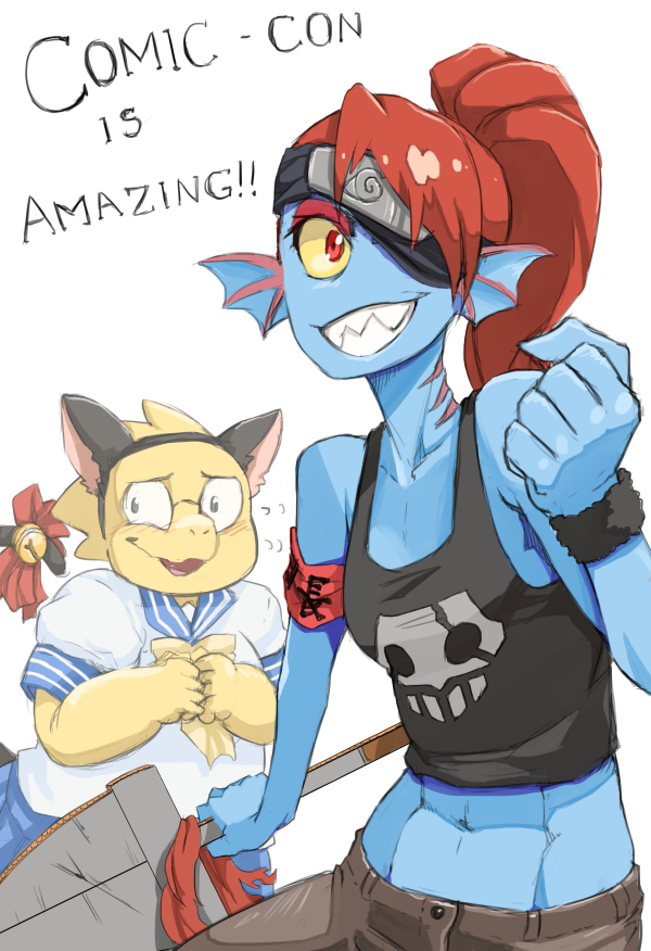 "- " Whistlinfrog, , Undertale, Anime Art, Undyne, Alphys