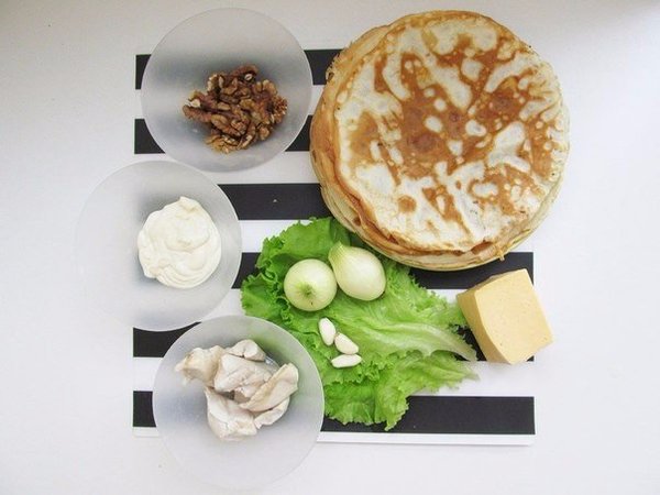 Checkered pancake terrine with two types of fillings - Food, Recipe, Pancakes, Longpost