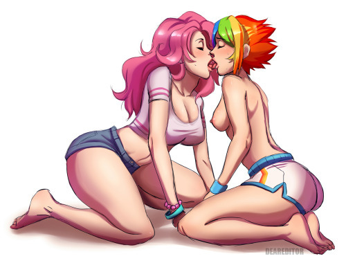 PinkieDash - NSFW, Shipping, MLP Suggestive, My little pony, Art, Humanization, Pinkie pie, Rainbow dash, Midnightcloud