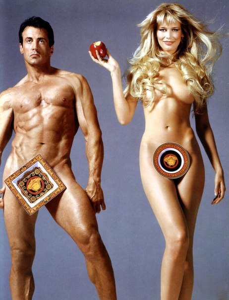 The Expendables - NSFW, Sylvester Stallone, Claudia Schiffer, Advertising, Versace, 1995