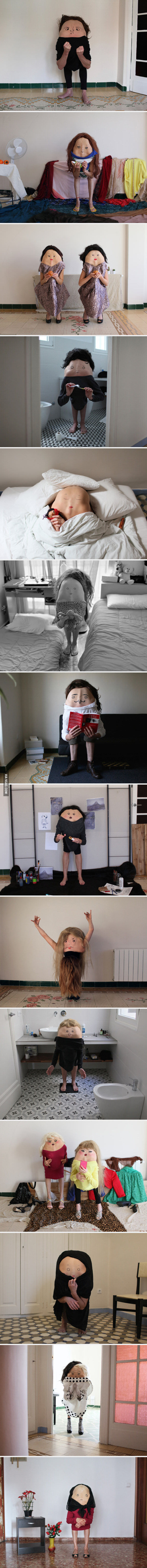 Фотограф сделал лица на спинах людей