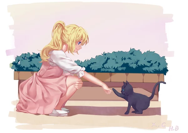 Kaori - Anime art, Anime, Miyazono kaori, Shigatsu wa Kimi no Uso, cat