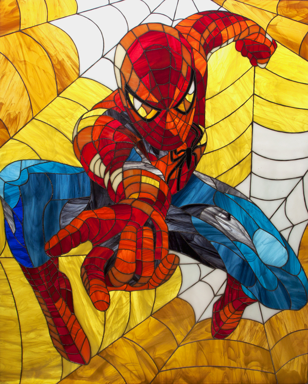 -    -, , , , , Stained glass, Spider-man