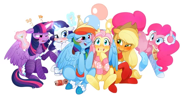 New Year's Torture - My little pony, Twilight sparkle, Rainbow dash, Rarity, Pinkie pie, Fluttershy, Mane 6