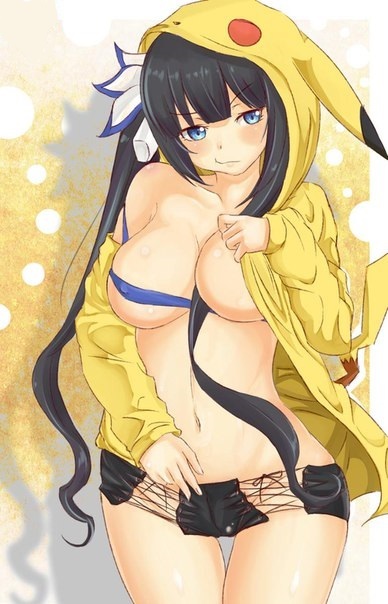 Gestichu - NSFW, Anime, Art, Anime art, Pikachu, , Goddess Hestia, Dungeon