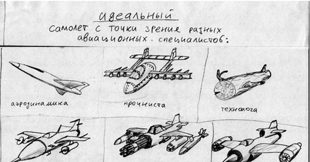 На рисунке изображен самолет. Самолет с точки зрения разных специалистов. Самолет глазами разных специалистов. Самолет с точки зрения технолога. Идеальный самолет с точки зрения разных авиационных.