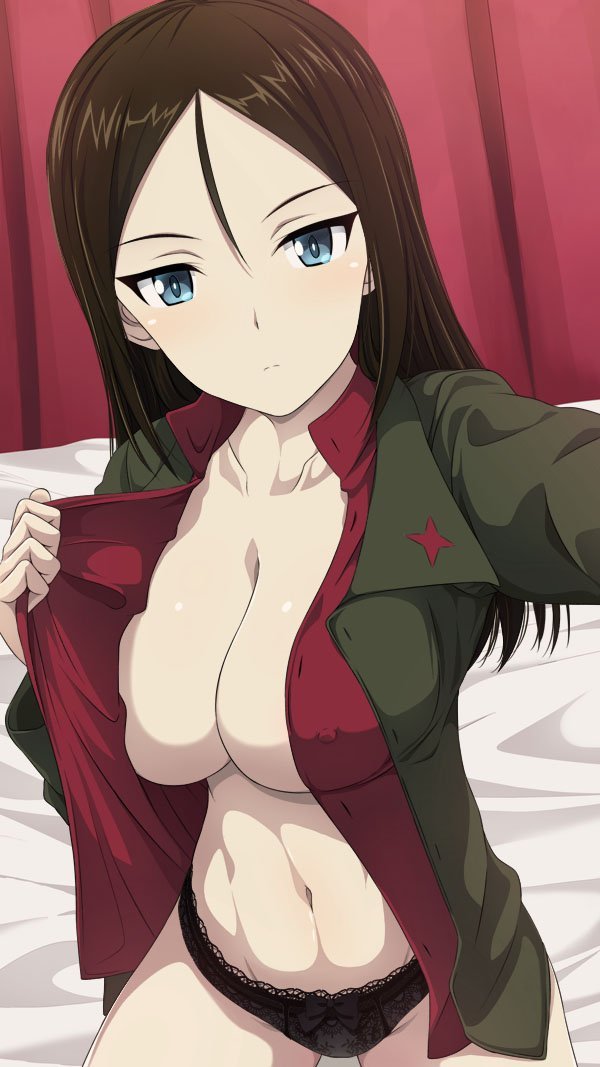 Nonna. - NSFW, Anime, Anime art, Girls und panzer, Girls, Breast, Underpants, Nonna