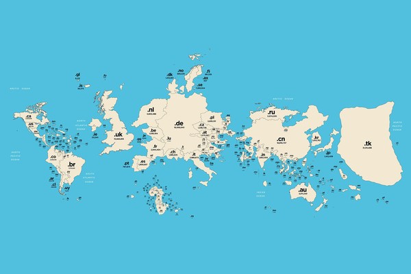 Карта доменных имен в мире