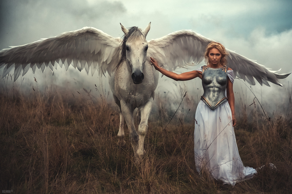Pegasus and Athena by Verbena's Dream Studio - The photo, Story, Fantasy, Cosplay, Models, Image, Pegasus, Ancient greek mythology, Longpost
