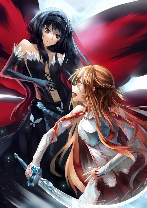 Asuna VS Kuroyukihime , Anime Art, Sword Art Online, Accel World