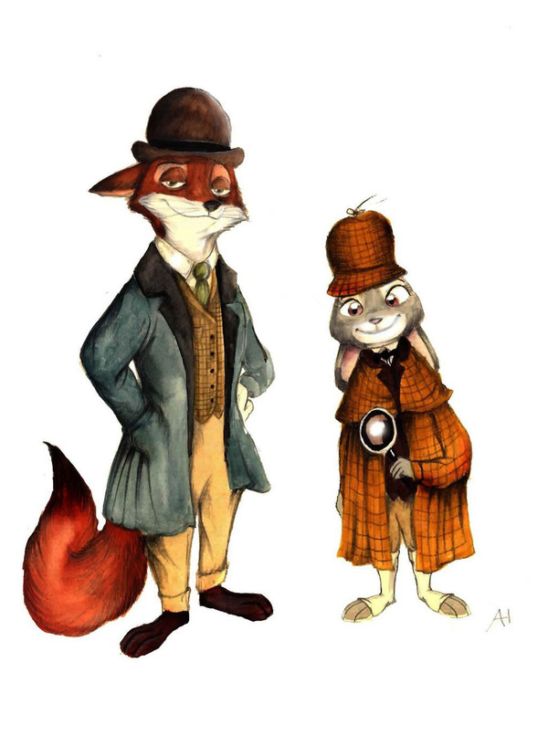Doctor Fox and Sherlock Bunny Nick Wilde, Judy Hopps, , 