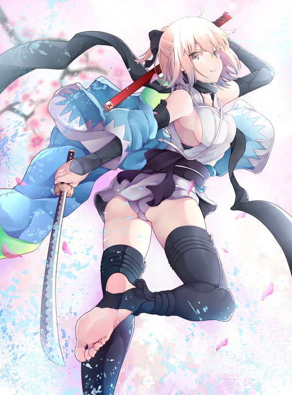 Sakura saber Fate, Fate Grand Order, Okita Souji, Anime Art, 