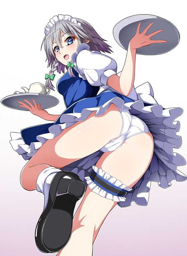 Sakuya Izayoi. - NSFW, Аниме, Anime Art, Touhou, Izayoi Sakuya, Девушки, Панцу