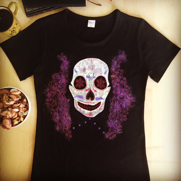 Ручная роспись sugar skull, он же сахарный череп