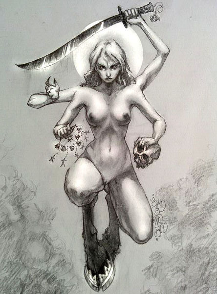 A little from the last. - NSFW, My, Drawing, Creation, Graphics, Pencil, Demon, Art, Warhammer 40k