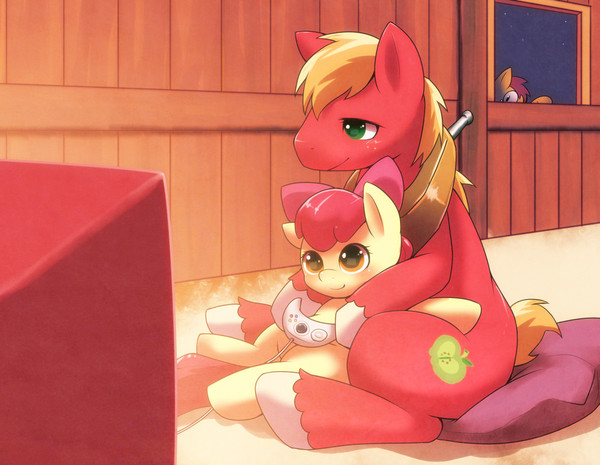 Big Mac and Applebloom play My Little Pony, Big Macintosh, Applebloom