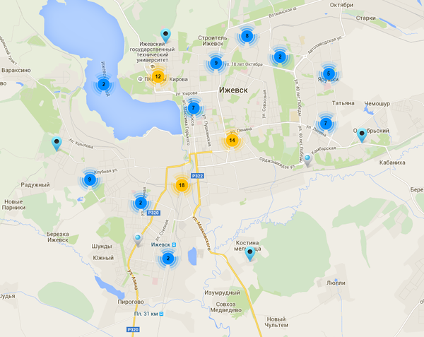 Карта Ижевска