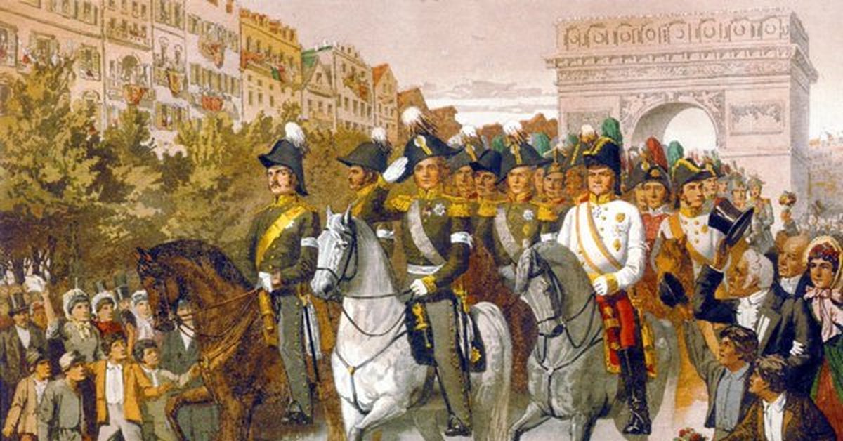 Русские во главе с александром. Русские войска в Париже 1814. Вступление русских войск в Париж 1814.