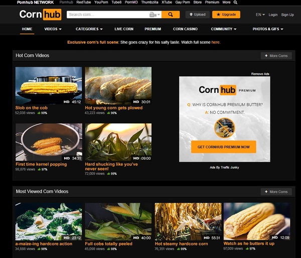 A corn is fine too - NSFW, Корн, Pornhub, 1 апреля, Юмор, Клубничка, Кукуруза