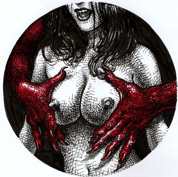 By Cristobal Lopez 2016 - NSFW, Art, Drawing, Devil, Boobs, Kerbcrawlerghost