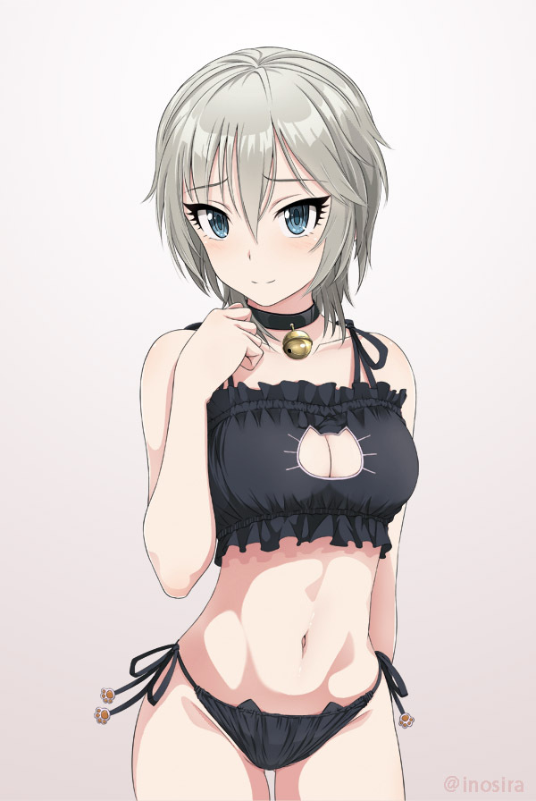 Cat keyhole bra. - NSFW, Anime, Anime art, The idolmaster, Anastasia (idolmaster), , Cat keyhole bra, Girls