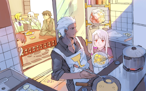 Emiya Family - Anime, Fate, Emiya Shirou, Archer, Emiya Kiritsugu, Illyasviel Von Einzbern, Irisviel Von Einzbern, Saber