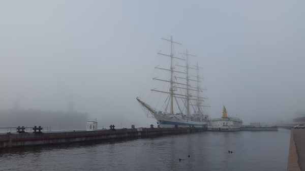 morning mist post - My, Fog, Saint Petersburg, Sailboat Mir, Neva, The photo