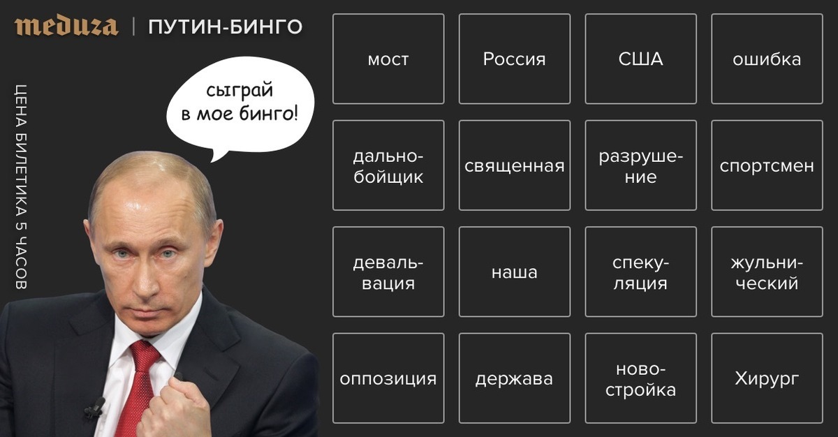 Итоги года с путиным вопросы. Путин Бинго Лентач. Путин Бинго 2020. Бинго Путин Meduza. Бинго выступления Путина.