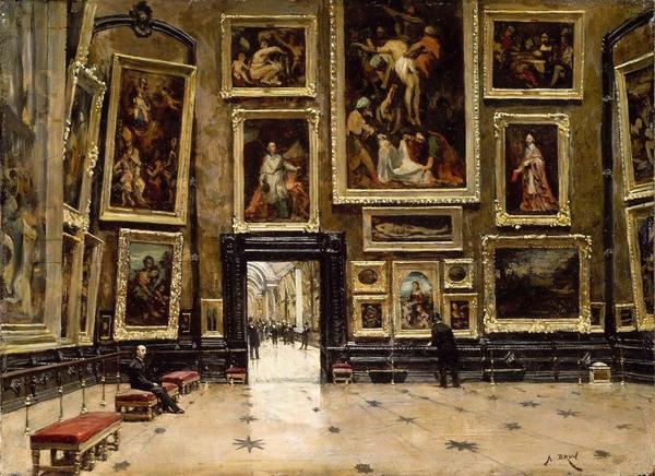 Alexandre Brun "View of the Salon Carr at the Louvre" (1880 ) , , , , , ,  