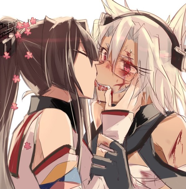 Kantai collection - NSFW, Kantai Collection, Musashi, Yamato, Аниме, Yuri