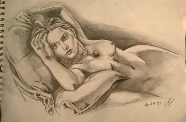 An attempt to depict a drawing from the movie Titanic. Photo taken with Lumia 640 XL - NSFW, My, Drawing, Titanic, My