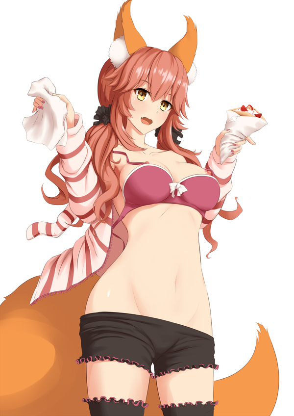 Anime art - NSFW, Anime Art, Этти, Сиськи, Кицунэ, Animal Ears, Fate, Caster, Аниме