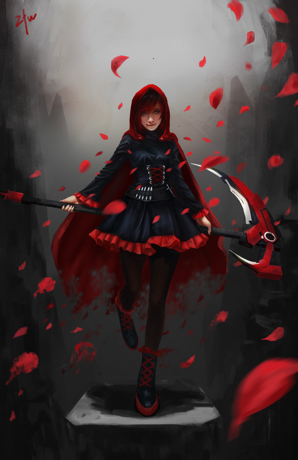 RUBY ,  , Anime Art, RWBY, Ruby Rose, Crescent Rose, Zfw