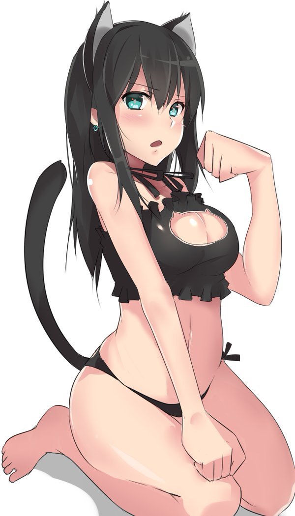 Shibuya Rin. - NSFW, Anime, Anime art, The idolmaster, Shibuya rin, Cat keyhole bra, 