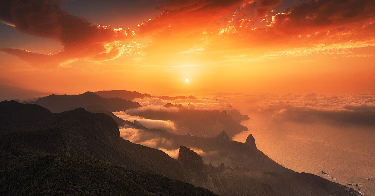 канарские острова закат. закат канары. восход на канарских островах. закат канары. закат на севере канарских островов.