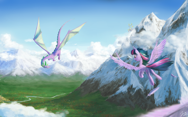 Dancing Skies My Little Pony, Twilight Sparkle, Spike, , Anticular