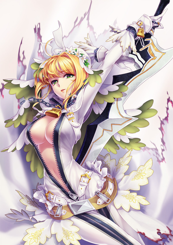Saber Bride , Anime Art, Fate, Fate-extra, , 