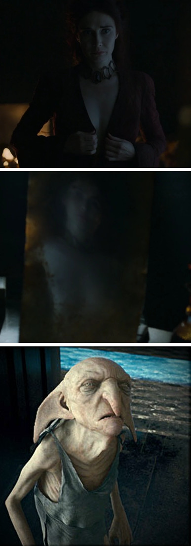 Came to mind during the ending of episode 1 of Game of Thrones season 6 - Transformation, Melisandre, Game of Thrones, My, NSFW, Magic, Mirror, Harry Potter and the Deathly Hallows, Kikimer