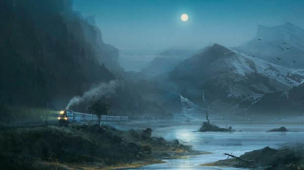 Moonlight train by Vitaliy Smyk