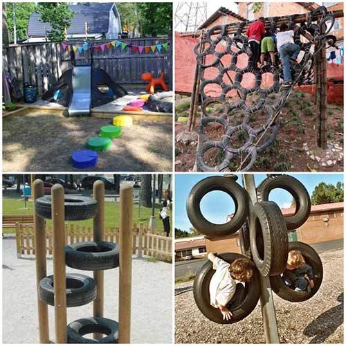 Поделки для детской площадки из бревен и колес — примеры на фото