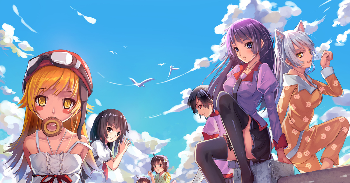 Моногатари манга обложки. Цикл монстров. Арараги и хитаги. Цикл монстров. Bakemonogatari персонажи хитаги.